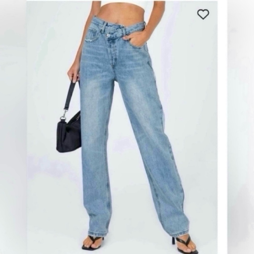 Princess Polly holly asymmetrical waist straight leg jeans